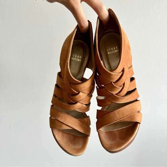 STUART Weitzman Tan Sandal Heels size 8.5 - Picture 3 of 9